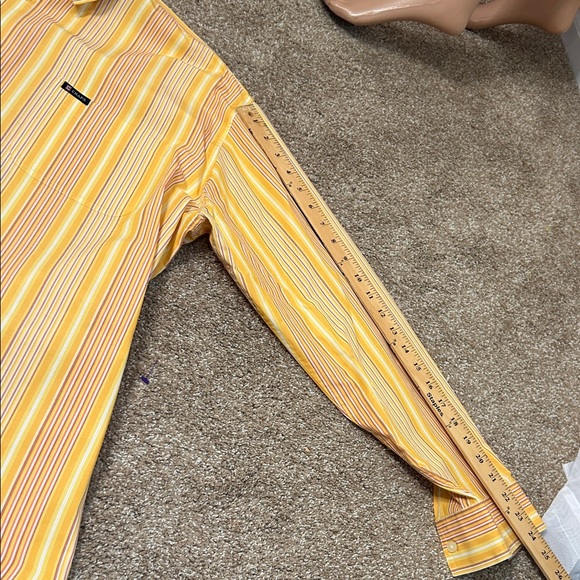 Chaps Men's Shirt in Yellow and Orange Stripes easy care casual button down XXL - Picture 5 of 8